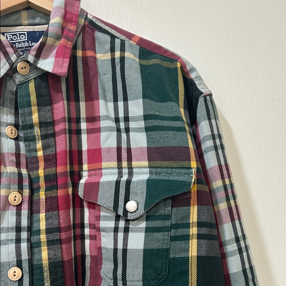POLO RALH LAUREN MENS FLANNEL  BUTTON DOWN SHIRT PLAID Sz LG - Picture 7 of 14
